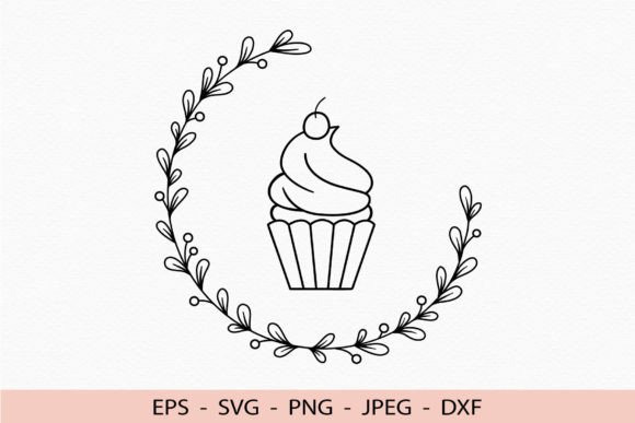 Bakery Logo Svg Cupcake Floral Wreath