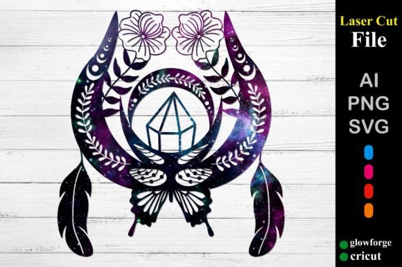 Boho Bull Skull Floral Paper Cutting SVG