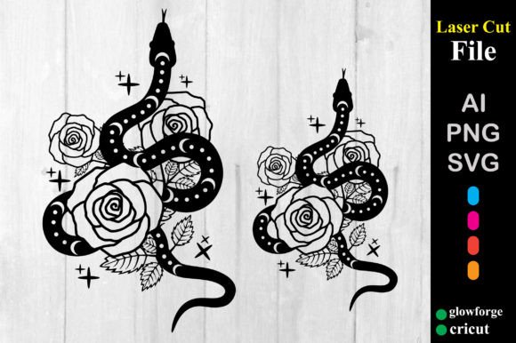 Celestial Floral Mystical Snake SVG