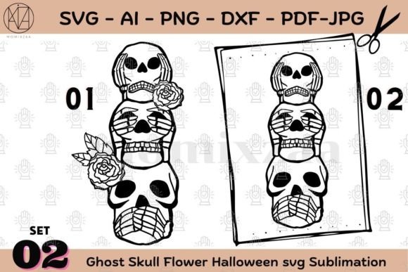Expressive Halloween Skulls SVG