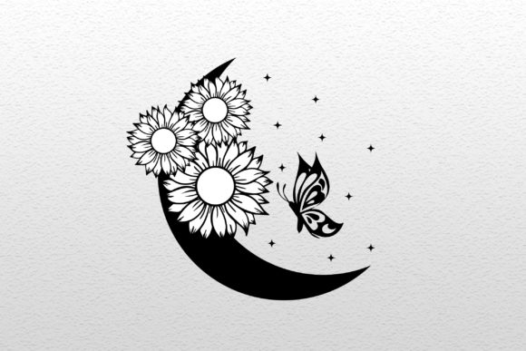 Floral Butterfly Moon SVG