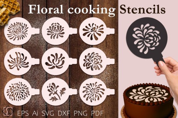 Floral Cooking Stencils SVG Cut File