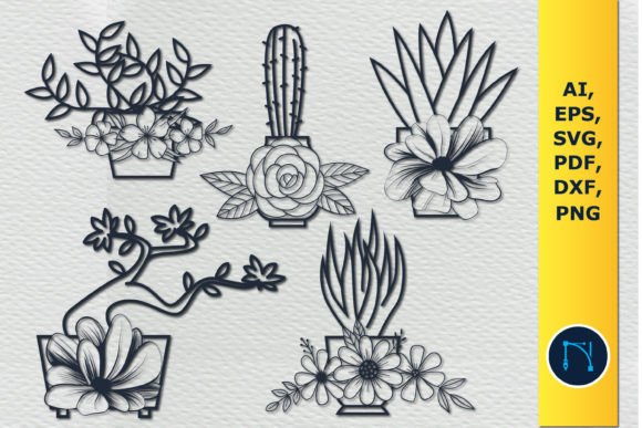 Floral Flower Silhouettes SVG Bundle