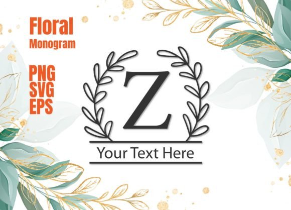 Floral Frame Monogram SVG Design Z