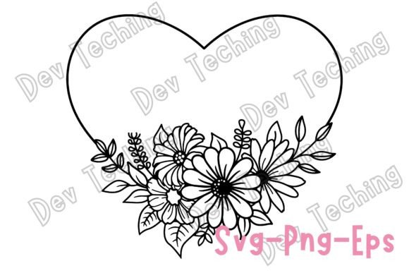 Floral Heart Frame SVG