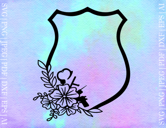 Floral Police Badge SVG