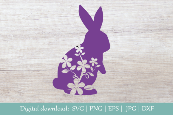 Floral Rabbit Easter Silhouette SVG