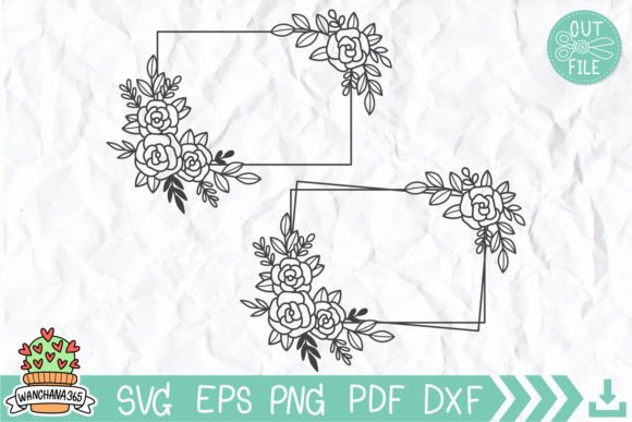 Floral Rectangle Frame SVG