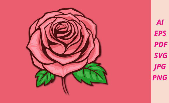 Floral Red Rose SVG Vector Illustration