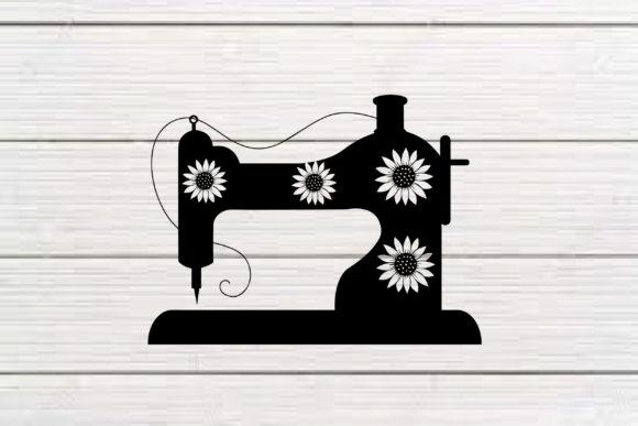 Floral Sewing Machine SVG