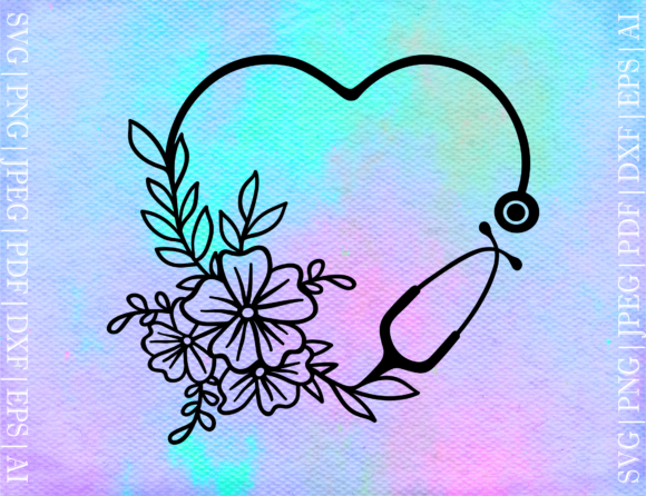 Floral Stethoscope 1 SVG