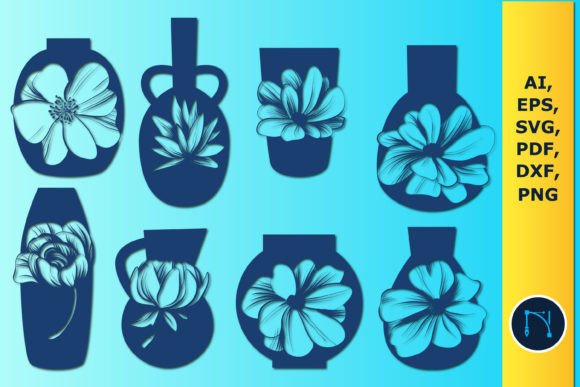 Floral Vases Silhouettes SVG Bundle