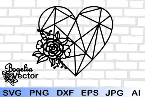 Geometric Floral Heart