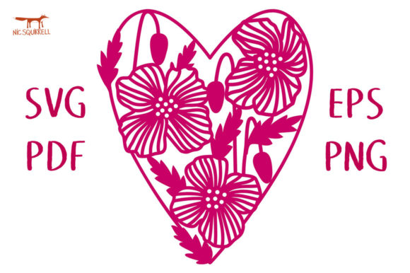 Icelandic Poppy Heart SVG Cut File