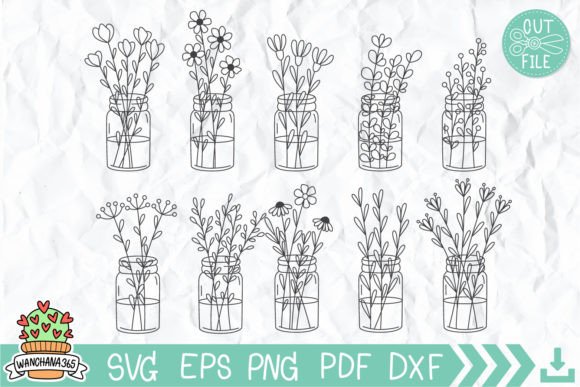Mason Jar Flowers SVG Bundle