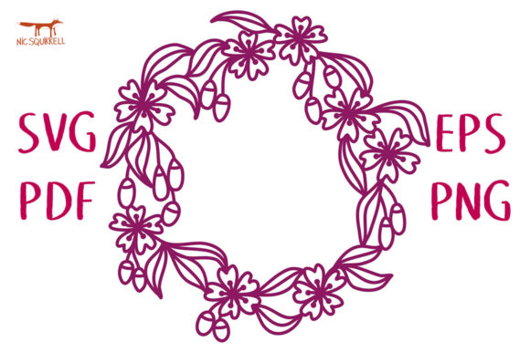 Plum Blossom Wreath Circle Frame SVG Cut