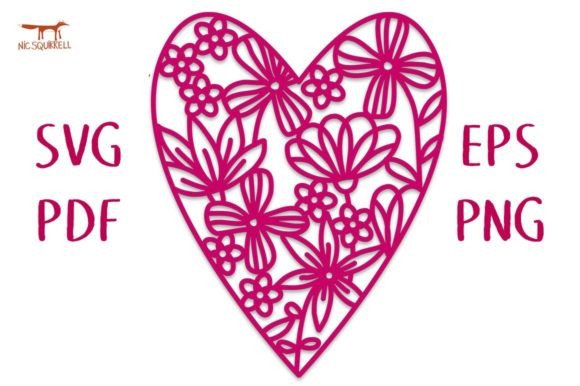 Summer Flower Garden Heart SVG Cut File